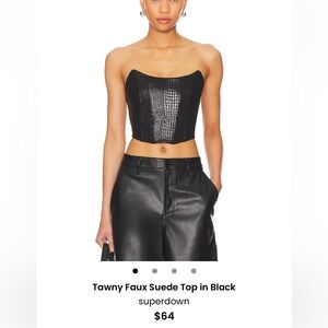 Superdown Black Bustier Bodysuit Crop